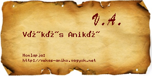 Vékás Anikó névjegykártya